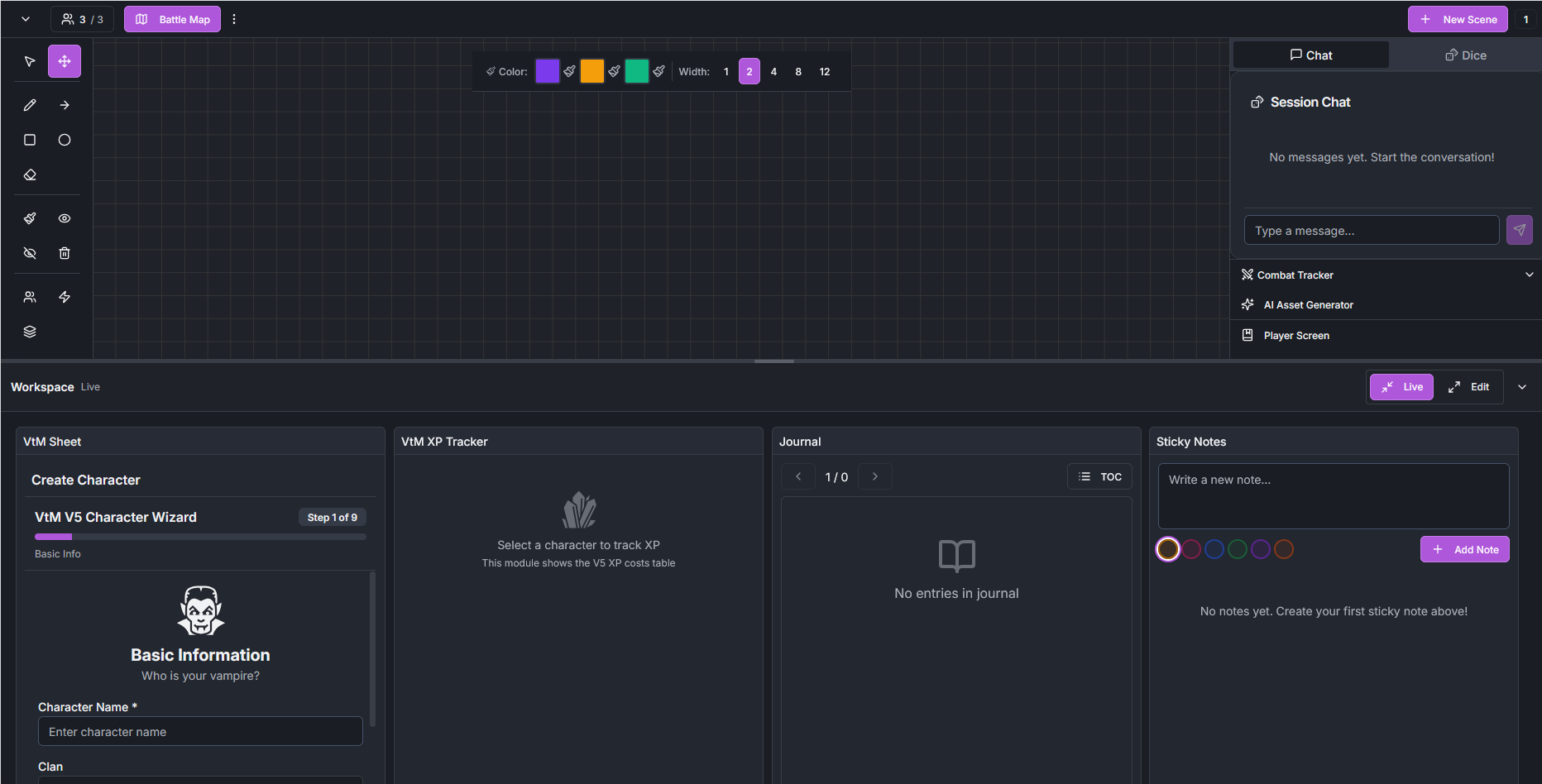 A Virtual Tabletop for Vampire the Masquerade?